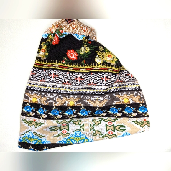 Slouchy boho wrap beanie hat floral print size medium U-1 - Picture 1 of 6